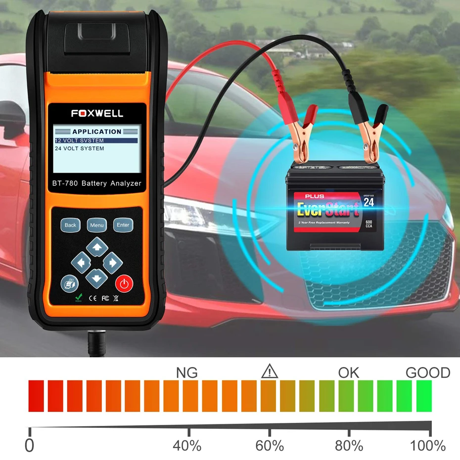 FOXWELL BT780 12V тестер батареи 0 1000A автомобиль AGM гель EBP анализатор Встроенный принтер