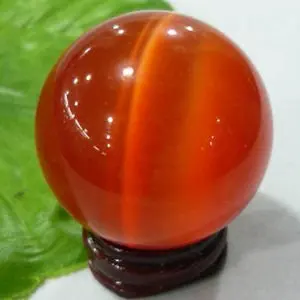 

100% real natural Red Cat's Eye Crystal Ball stone Orb Sphere for display 60mm #@ wood Seat