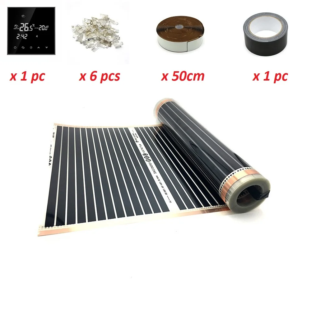 2m2 Infared Underfloor Heating Film 110W/M 50cmX4m Low Electric PTC Korean Mat for Warming - Цвет: HY03WE-4 Sets