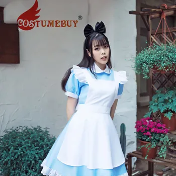 

Costumebuy Alice in Wonderland Costume Lolita Maid Dress Skirt Fantasia Carnival Halloween Cosplay Girls Fancy Dress Custom Made
