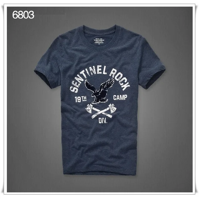 T shirt Fashion men summer tshirt high quality letter pattern size S to XXXL - Цвет: gray blue 6803