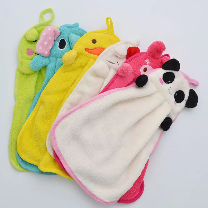 Baby Children Nursery Hand Towel Soft Plush Cartoon Hanging Wipe Bathing Towel 