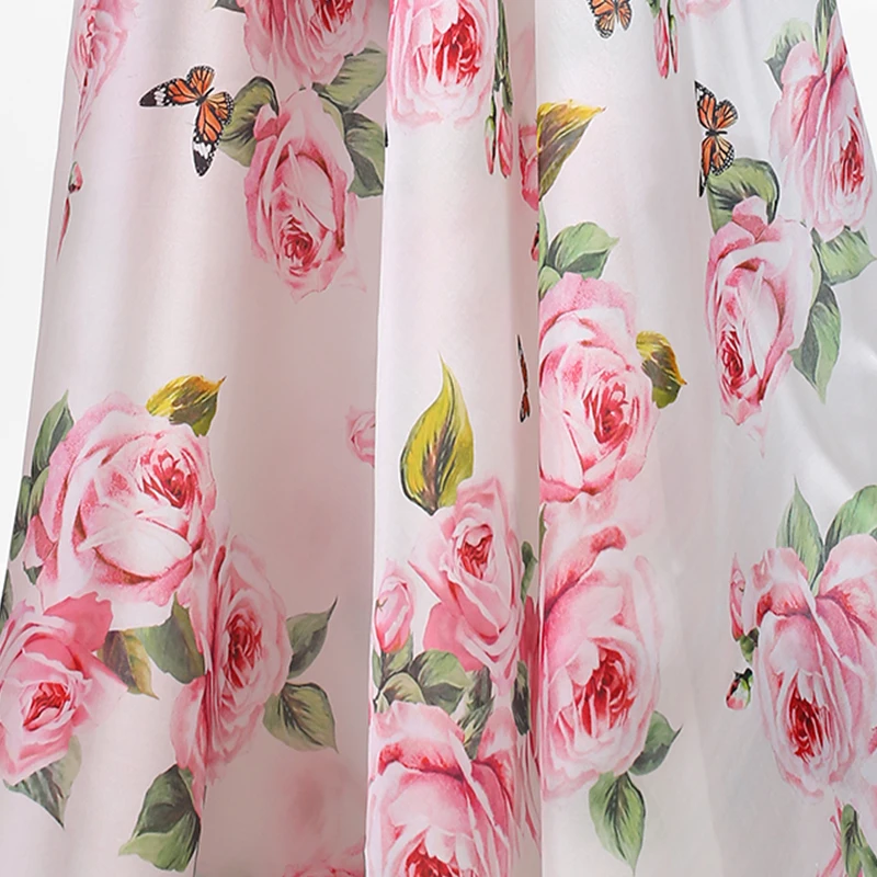 Розовая роза Высококачественная цифровая живопись натуральный шифон шелковая ткань органза для платья рубашки Рождество ткани лоскутное tissu tela