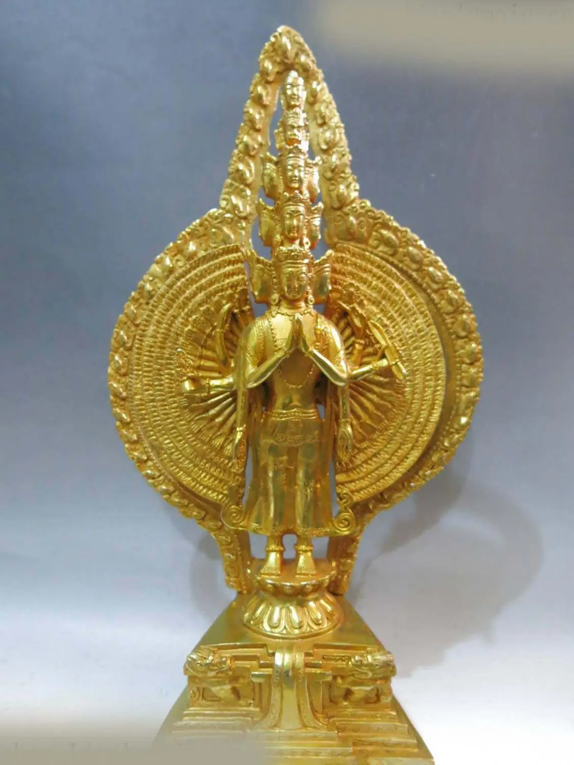 

16" Tibet Bronze gild buddhism 1000 hands Kwan-yin Bodhisattva Buddha statue (D0426)