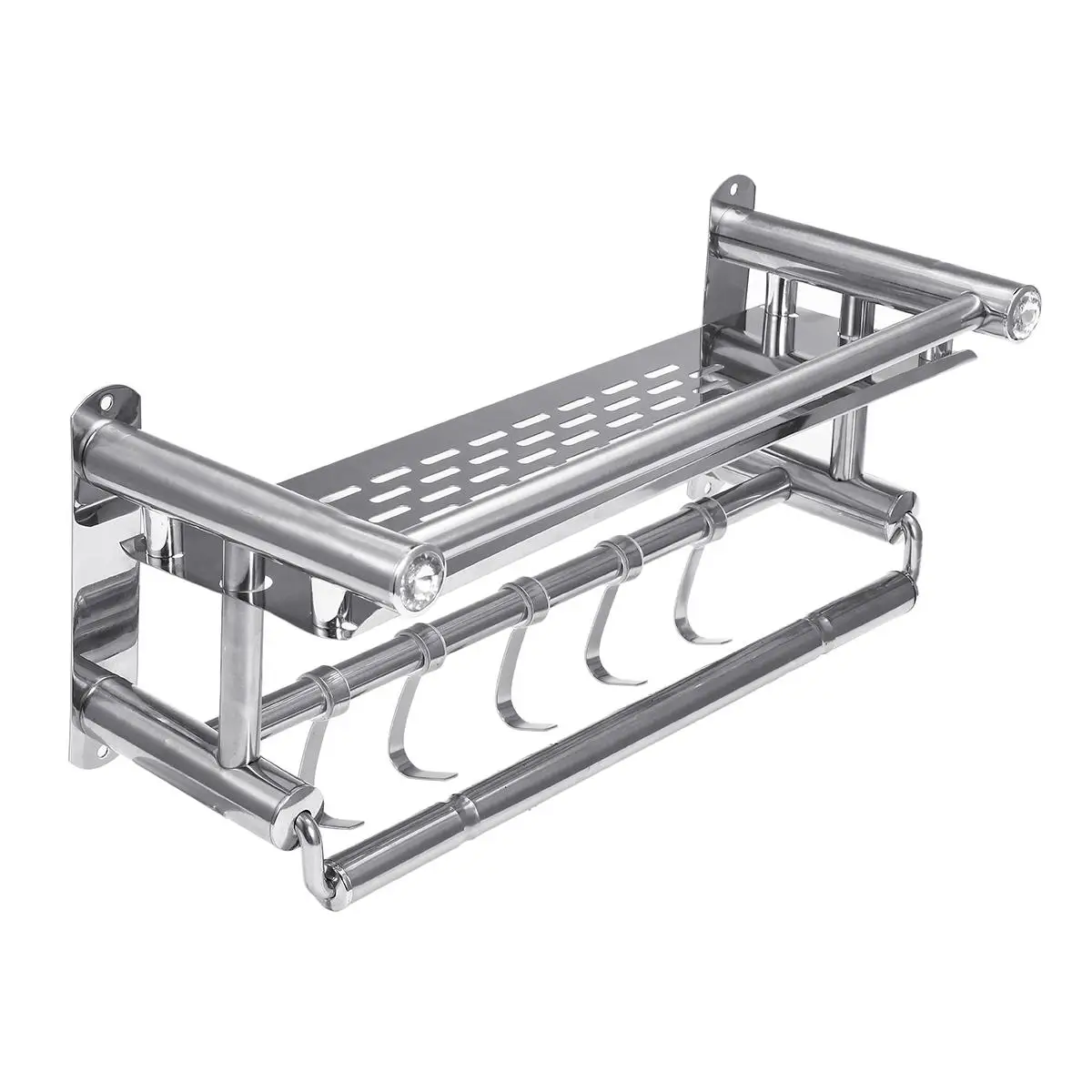 Держатель для полотенец из нержавеющей стали, настенный держатель для полотенец, органайзер для полотенец и одежды, полка для хранения мыла с 5 крючками