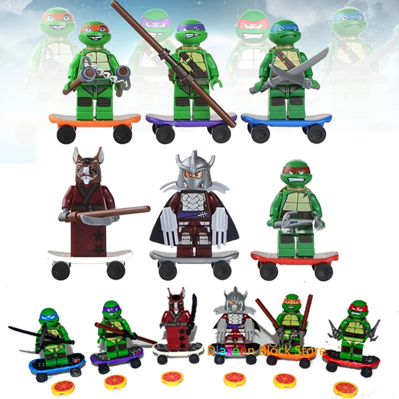 

6pcs Turtle Building Blocks Leonardo Raphael Action Figure Michelangelo Donatello Compatible with LegoINGlys Toys for Children
