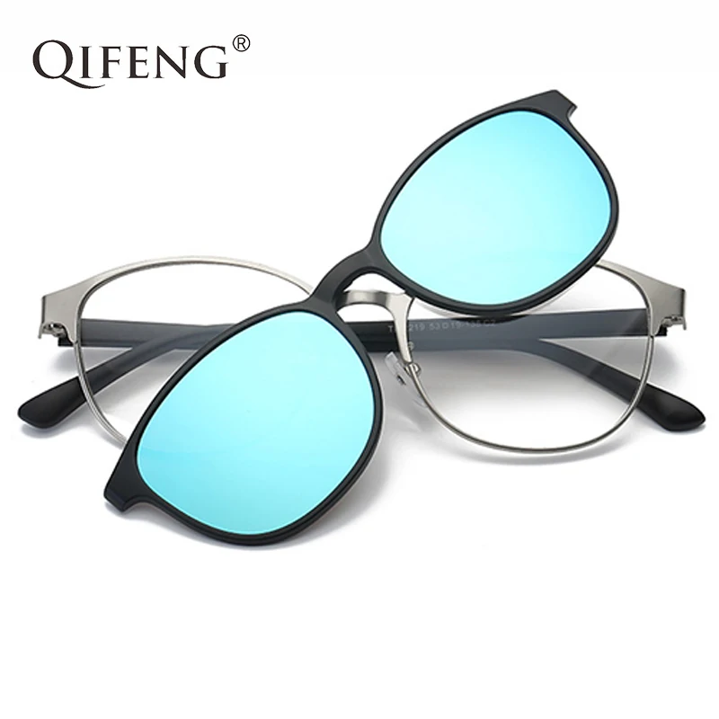 QIFENG Optical Eyeglasses Frame Men Women With Polarized Clip