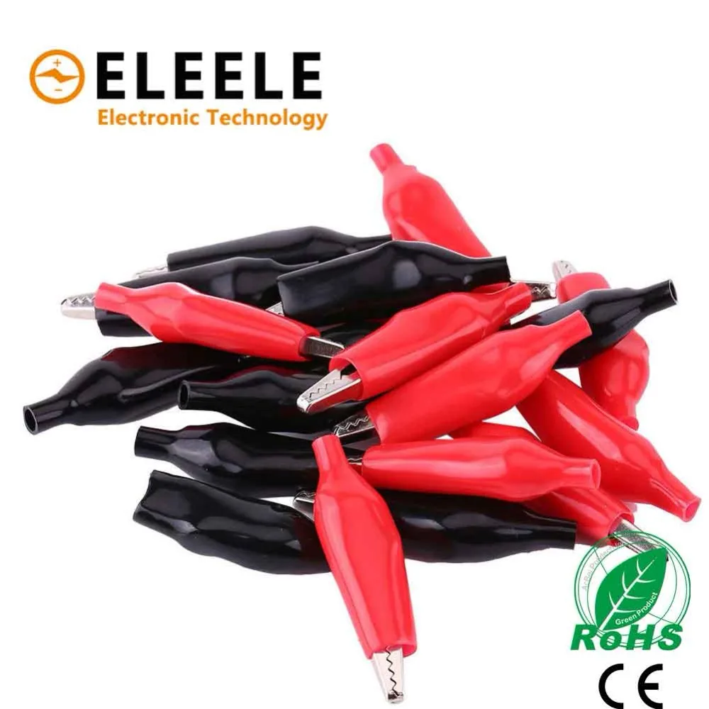 

28MM Metal Alligator Clip G98 Crocodile Electrical Clamp Testing Probe Meter Black Red with Plastic Boot Car Auto Battery