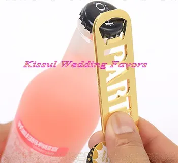 

(25 Pieces/lot) Newest Event and party guest favors of Gold Party Bottle Opener wedding favors for gold wedding and Beer Party