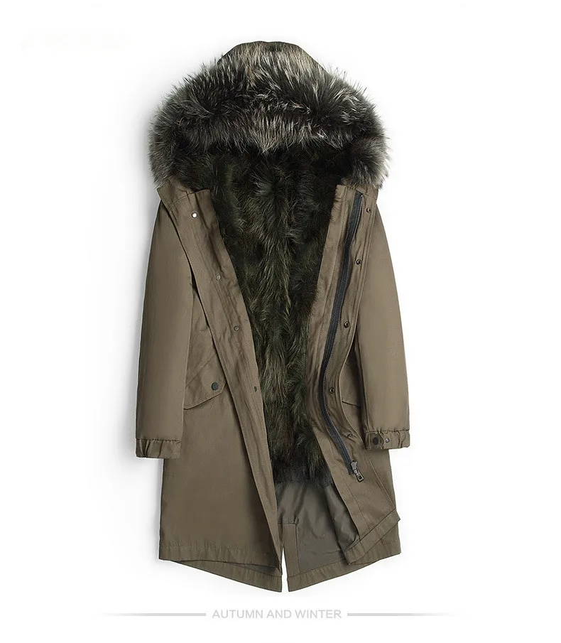 Новинка, стильный Тренч, мужская зимняя куртка с воротником из меха енота, зимняя теплая парка, Мужская Высококачественная куртка с капюшоном из меха енота