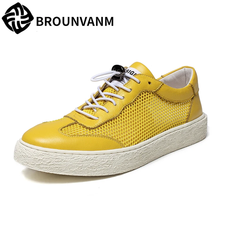 

Men's shoes summer breathable 2018 Korean version trend breathable casual shoes men Genuine Leather shoes all-match cowhide