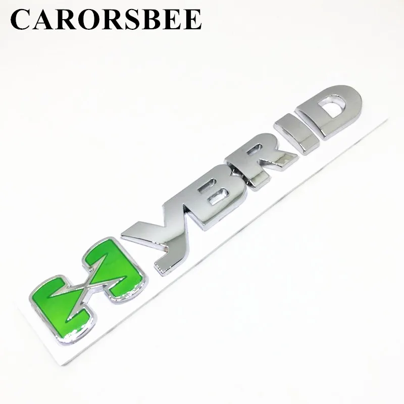 

CARORSBEE Metal HYBRID Emblem Badge Car sticker Auto Body Side Rear Trunk Decal TURBO Displacement Engine stickers car-styling