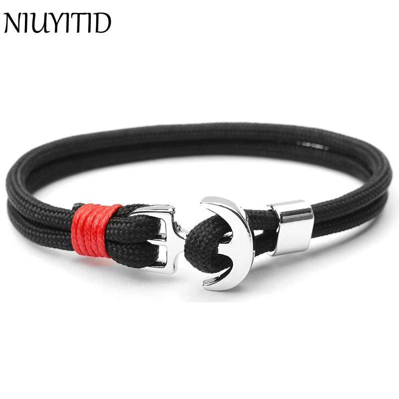 

NIUYITID Anchor Bracelet For Men Male Handmade Paracord Braclet Charm Bracelets & Bangles Women Friend Gift Party Jewelry