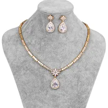 WEIMANJINGDIAN большая груша Висячие кубический цирконий CZ ожерелье серьги свадебный ювелирный набор для невесты или подружки невесты