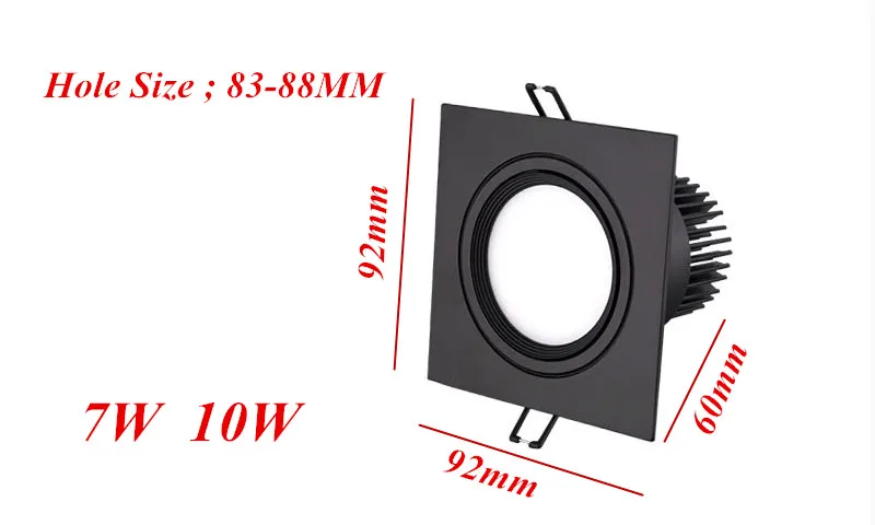 Bright Square Recessed LED Dimmable Square Downlight COB 7W 10W 14W 20W Black LED Spot light Ceiling Lamp AC 110V 220V led cloud ceiling