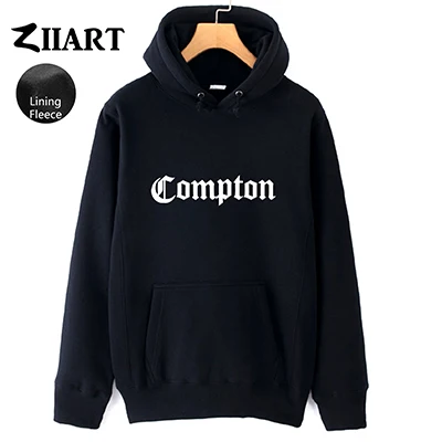 Compton Готический шрифт хип хоп Рэп пара одежда осень зима флис девушки женщина толстовки ZIIART - Цвет: BLACK