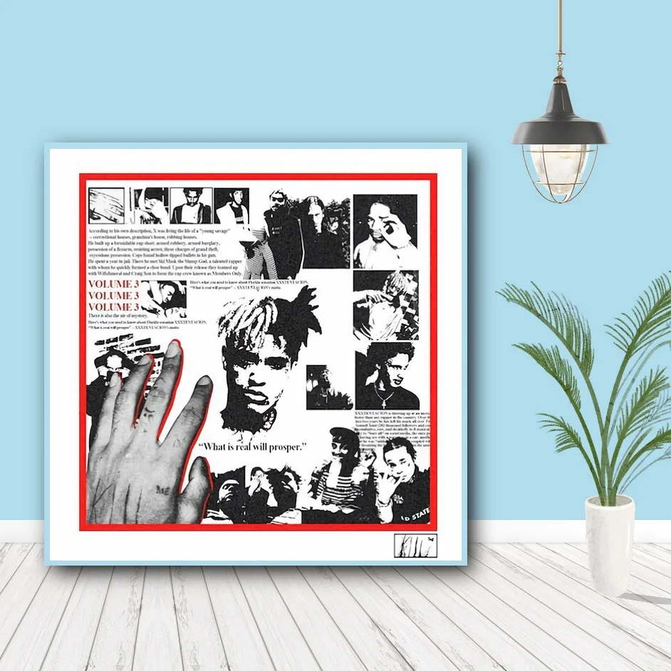 XXXTENTACION Art Fabric Poster Wall Decor HD Print 3 Vol Members Only -