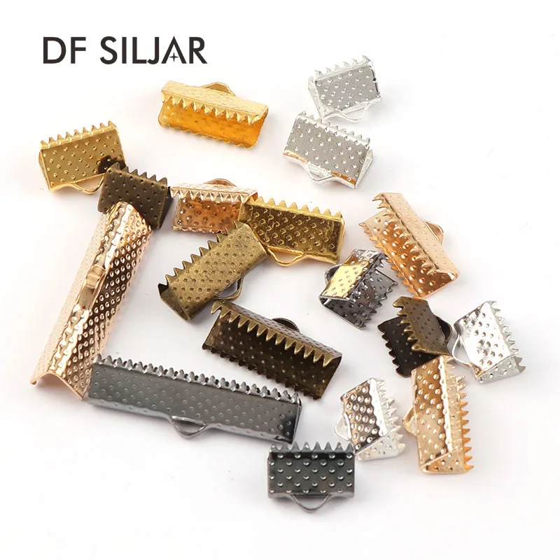 

50pcs/lot Gold Silver Cove Clasps Cord End Caps String Ribbon Leather Clip Necklace Bracelet Connectors For DIY Jewelry Making
