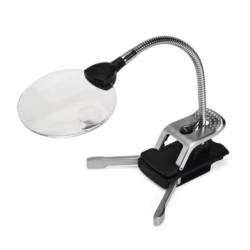 

1PCS Vertical Magnifier Desktop Reading Magnifier With Clip Holder And 2 LED Lamp Beads
