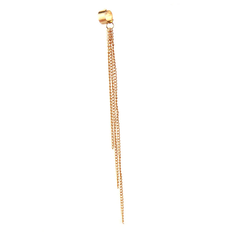 13 см золотые серебряные металлические серьги на цепочке с длинными кисточками, клипсы для ушей, серьги для женщин, девушек, не проколы, минималистичные модные ювелирные изделия