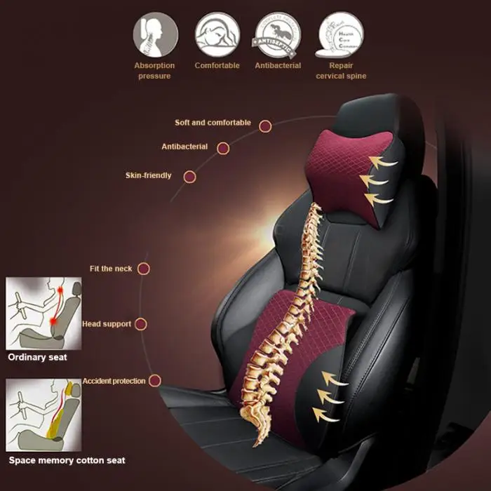 Автомобильная подушка, внутреннее сиденье, голова, шея, поддержка, отдых, пена памяти, удобный подголовник XR657