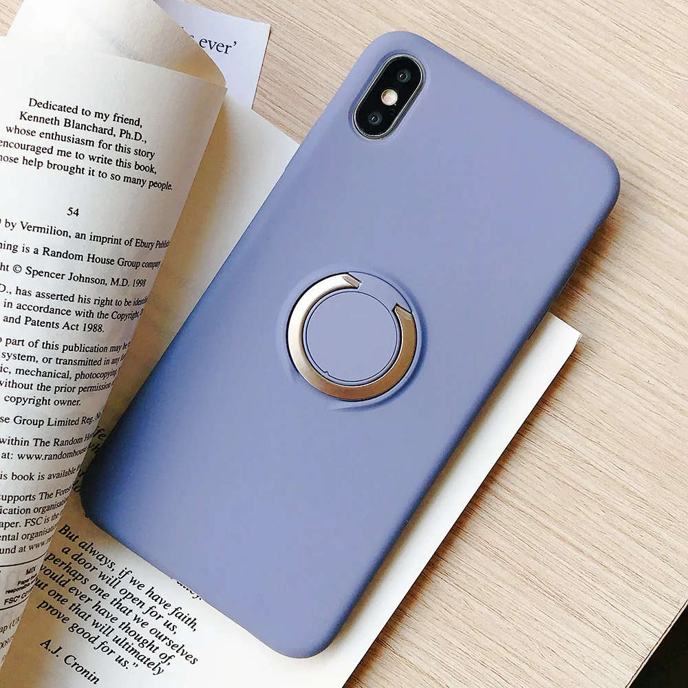 KIPX1110P_1_JONSNOW Pure Color Phone Case for iPhone XS XR XS Max 6 6S 7 8 Plus Matte Soft TPU Solid Cover with Ring Holder Capa Fundas