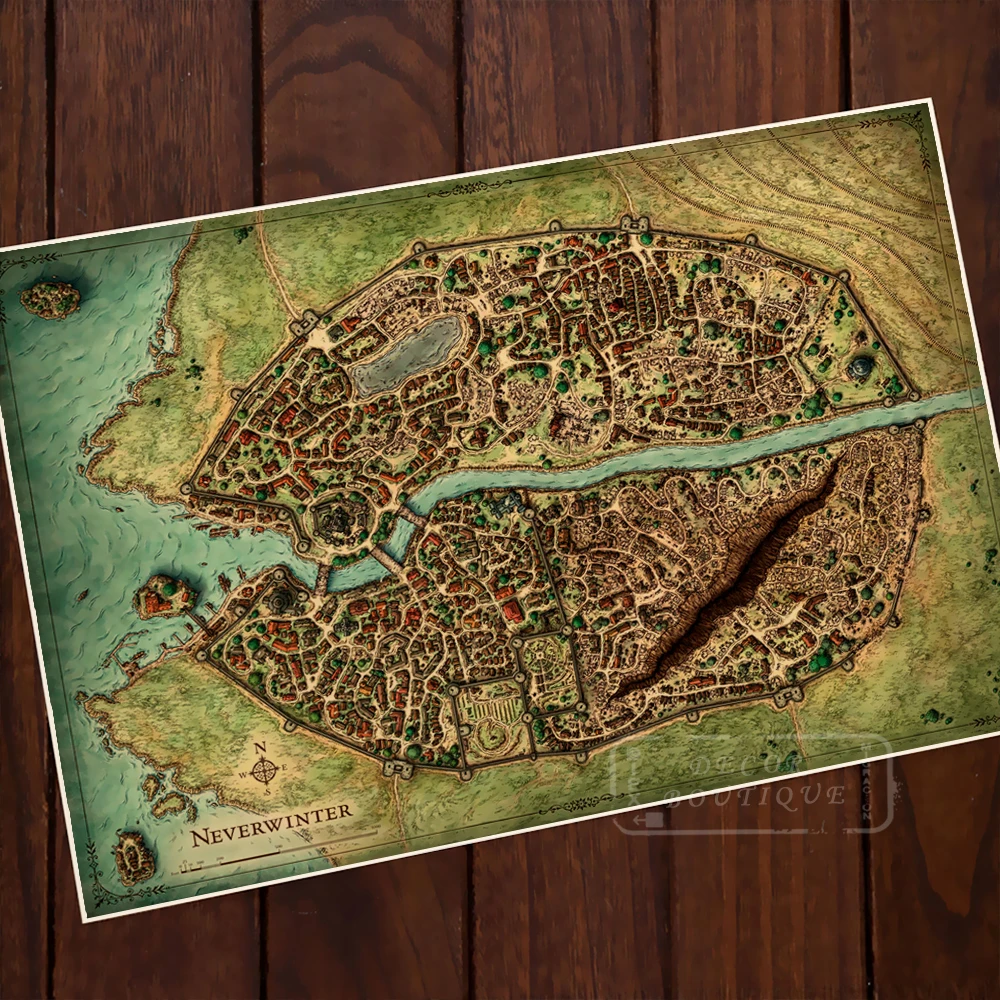 Ретро декоративная крафт бумага Neverwinter Классическая винтажная карта
