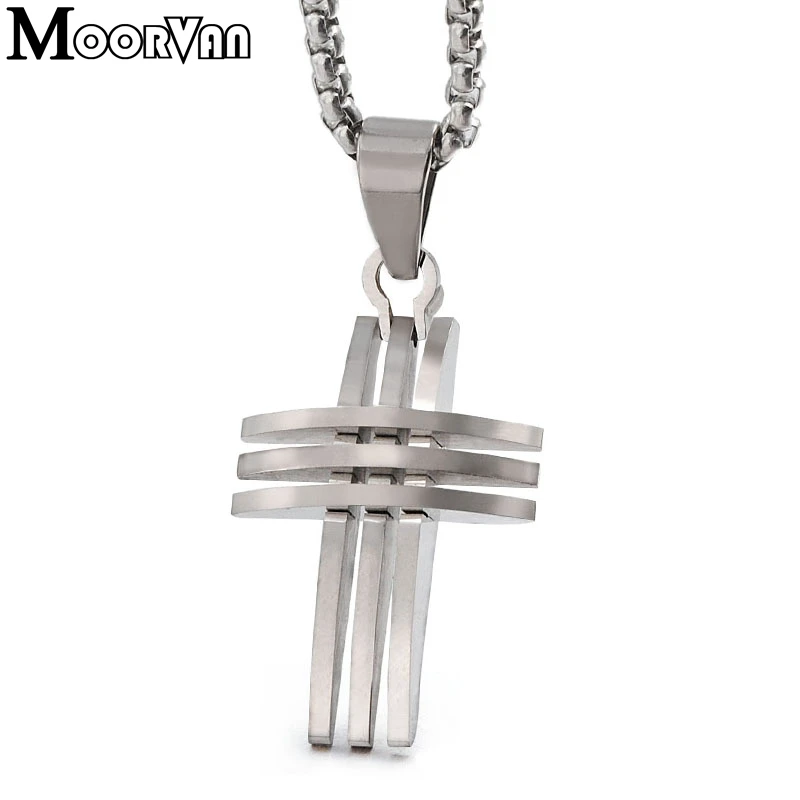 Moorvan cool ожерелье из нержавеющей стали с крестом для мальчика серебряные