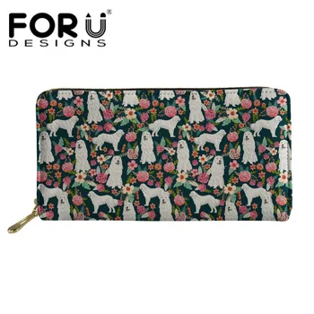 

FORUDESIGNS Women Long Wallets Samoyed Floral Long Clutch Wallet Large Capacity Wallets Female Purse Lady Fashion Custom Purses