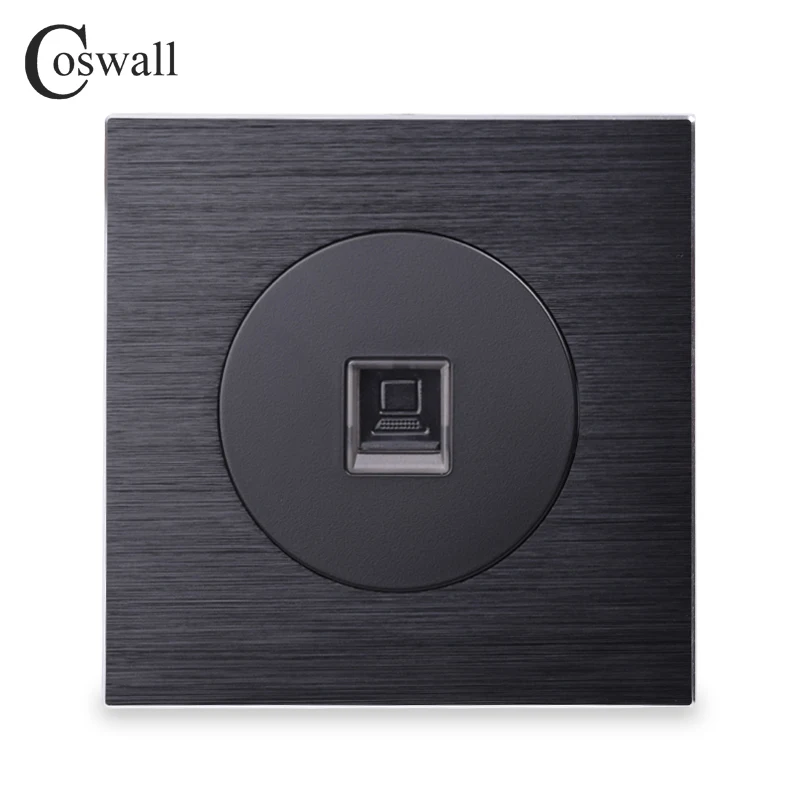 Розетка компьютерная Coswall CAT5E RJ45 алюминиевая матовая панель разъем для передачи