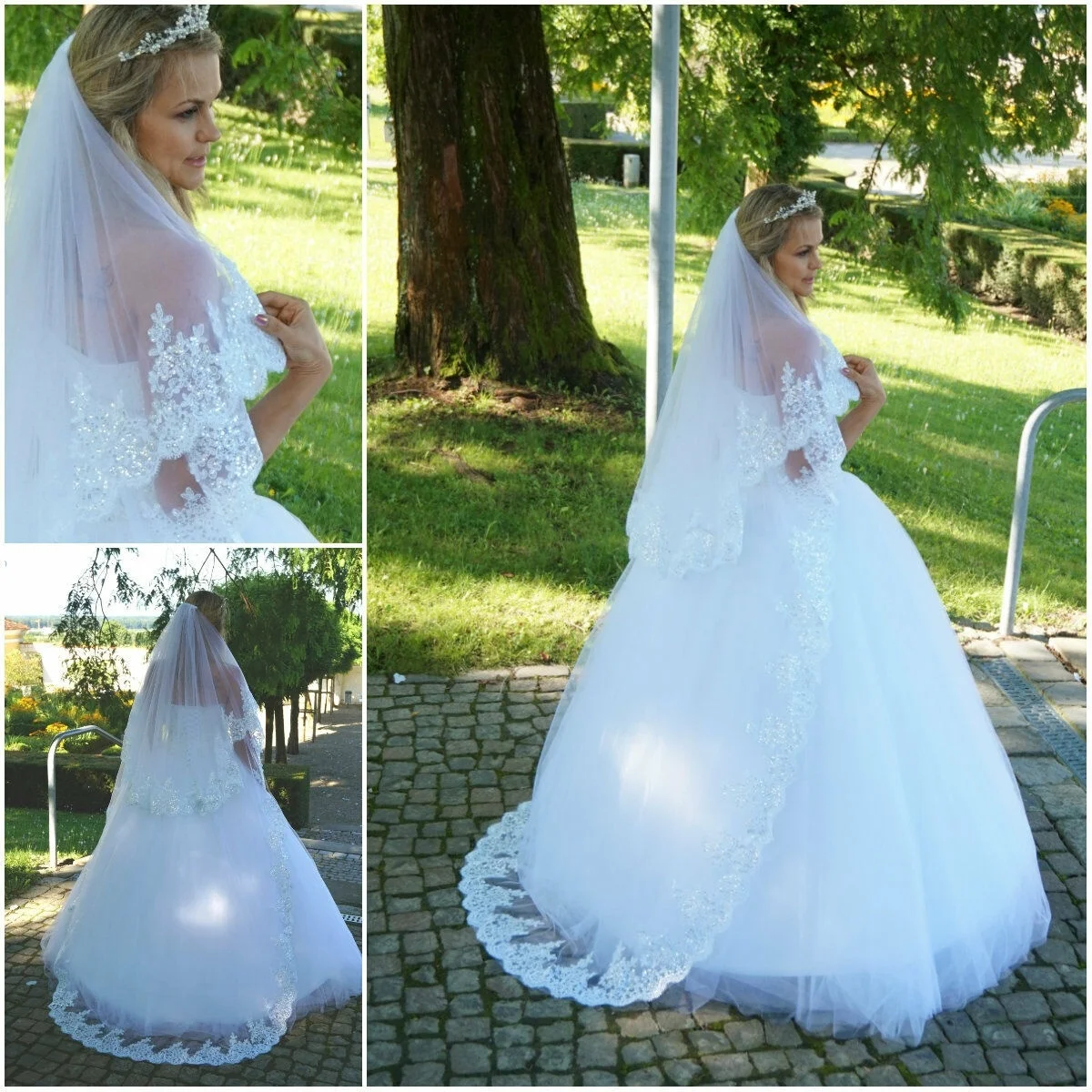 Schleier 200 см Brautschleier 2 Lagen capelle Pailletten Kamm Hochzeit Braut Lang