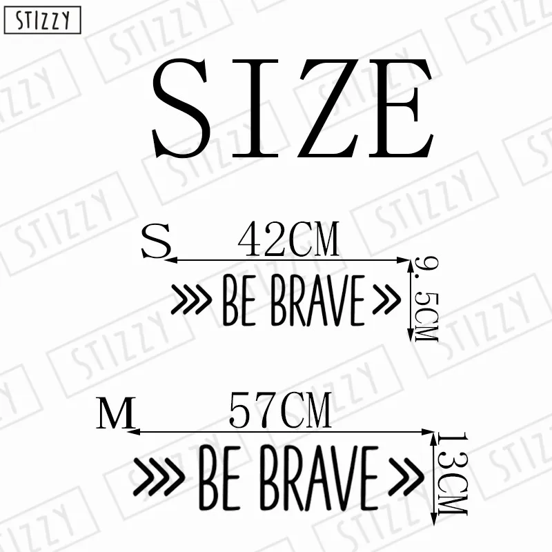 STIZZY Wall Decal Creative Quotes Be Brave Vinyl Wall Stickers Arrow Nursery Kids Bedroom Decor Gift Boys Girls Room Poster C483