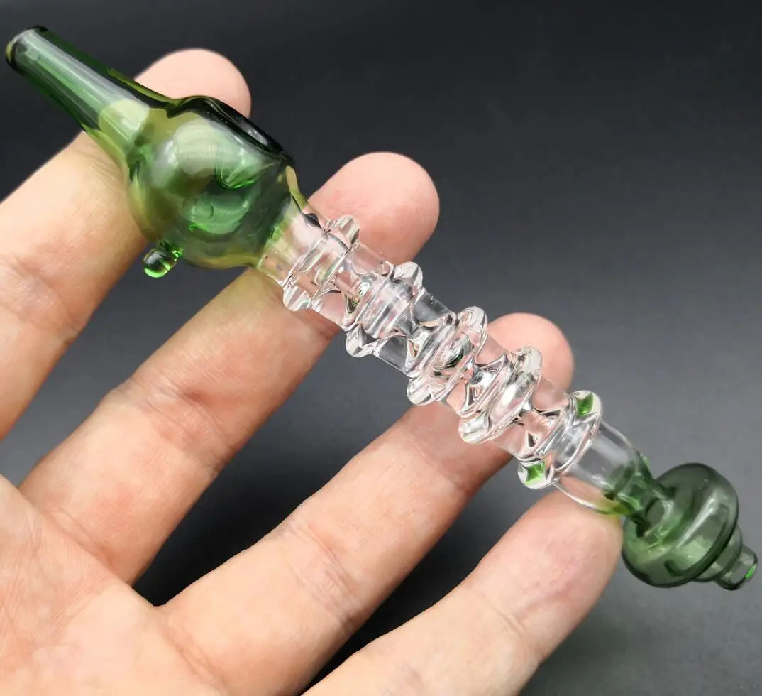 5.1 Inch Length, Green Glass honey smoking pipe straw Tobacco pipe tube