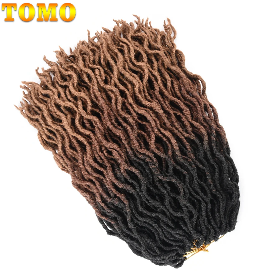 TOMO Ombre Faux Locs Curly вязанные крючком волосы для женщин 24 пряди блонд крючком косички богиня Locs 18 дюймов синтетические плетеные волосы