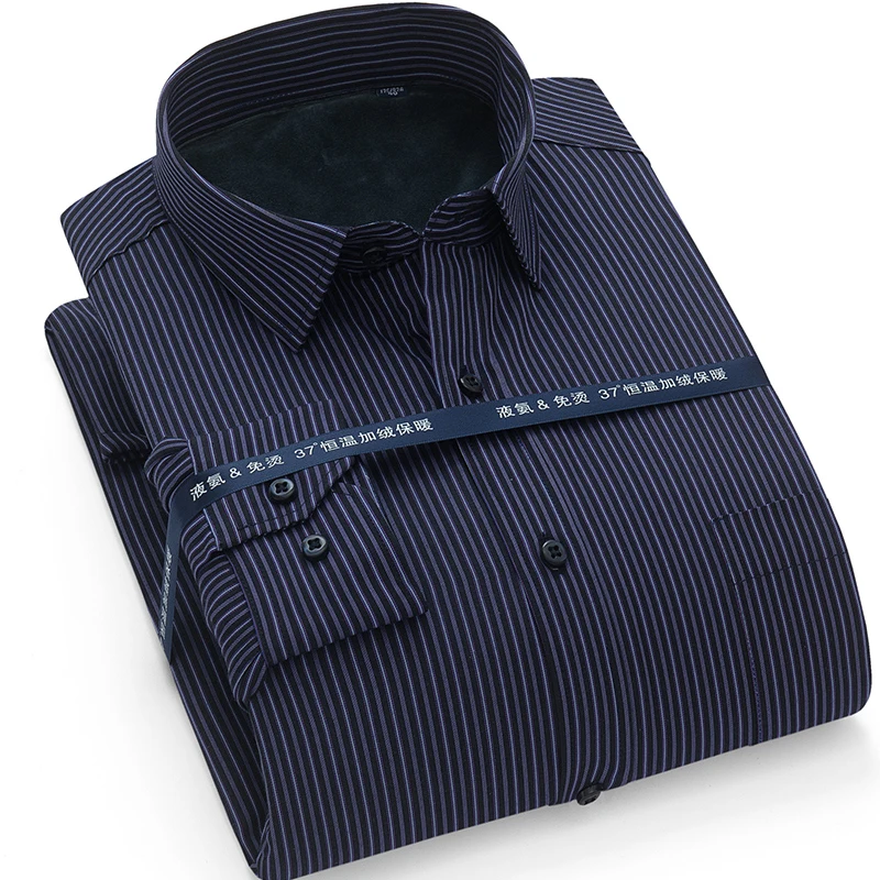 Winter Warm Long Sleeve Shirt Men New Fashion Brand Camisa Masculina Korean Slim Design Formal Casual Male Dress Shirt Plus Size