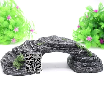 

Decorative Bridge Ornament Landscape for aquarium, Turtle crawl Rock Resin crafts Decoration Stone Arch Bridge for fish tank