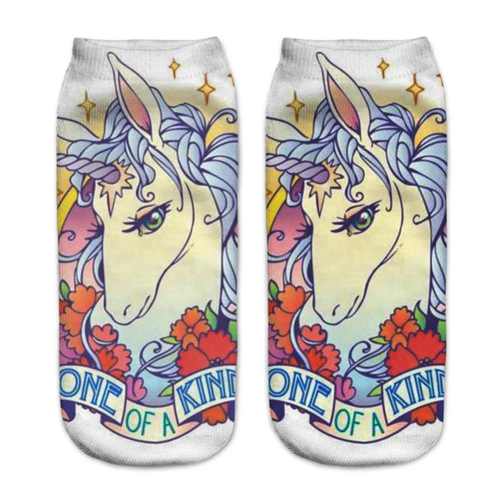 Новые Harajuku 3D носки с единорогами женские Kawaii лодыжки Licorne женские носки Calcetines Mujer