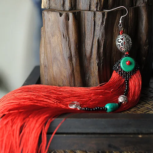 Длинные серьги подвески с бахромой в этническом стиле|jewelry supplier|jewelry display earringsjewelry