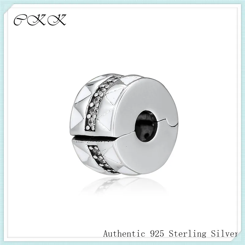 

Fit Pandora Charms Bracelets Diy Sparkling Jagged Lines Clip 100% 925 Sterling Silver Clear Cz Beads for Jewelry Making PC083