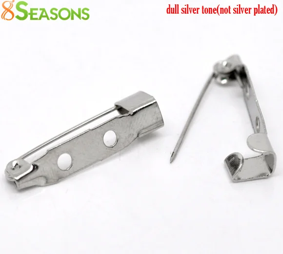 

8SEASONS 100 Silver Tone Color Brooch Back Bar Pins Findings 25x5mm (B14303)
