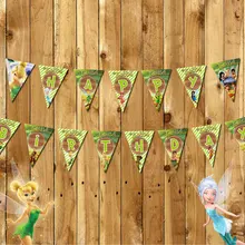 Принцесса Tinkerbell баннер Baby Shower День рождения Аксессуары дети Событие и Партия поставки партии флаги моноблок