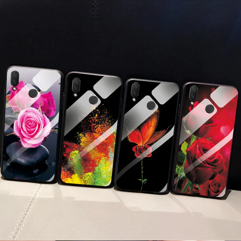 Чехол YOUVEI из закаленного стекла для huawei Nova 3 3i PSmart 2019 растительный цветок чехол Honor