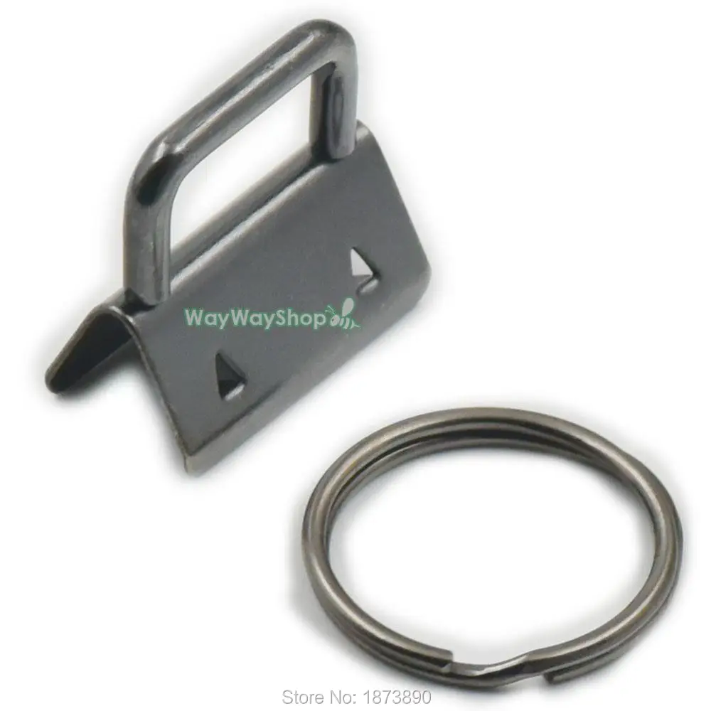 

25 Sets Metal 1" 25mm Keychain Split ring Key Fob Hardware for wrist Wristlets Cotton Black