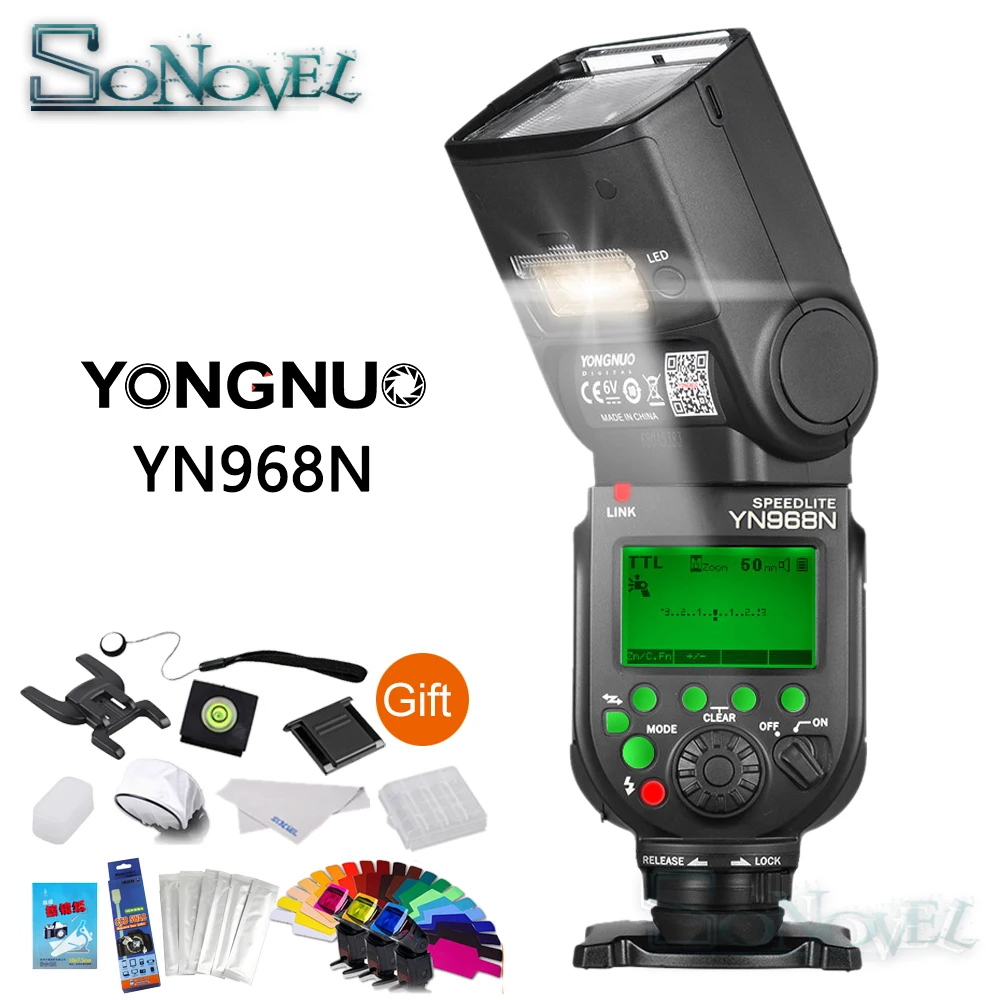 YONGNUO YN968N Wireless Flash Speedlite TTL 1/8000 Equipped LED Compatible w YN622N YN560-TX YN968ex for Nikon D4s D5 D500 D850 |