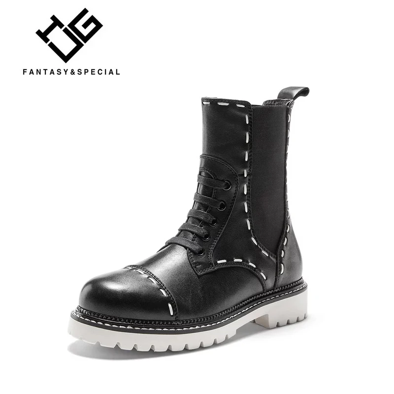 

IGU Martins Boots Woman Shoes Genuine Leather Winter Warm Short Ankle Boot High Top Motorcycle Botas Snow Botines Mujer 42 43 44