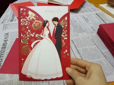 Свадебные украшения красная лазерная резка свадебные приглашения 50 шт. Роскошные элегантные Пригласительные открытки для жениха и невесты на свадьбу