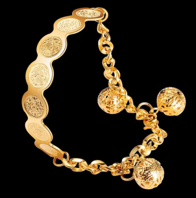 

Middle East Women Gold Color Open Coin Bracelet Arab Coins Muslim Islamic God Allah Charm Jewelry Ramadan African Bangle Gifts