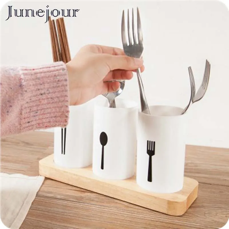 

Junejour Kitchen Storage Box Chopsticks Tube Drain Rack Spoon Bucket Knife Fork Tableware Holder Racks Kitchen Utensil Holder