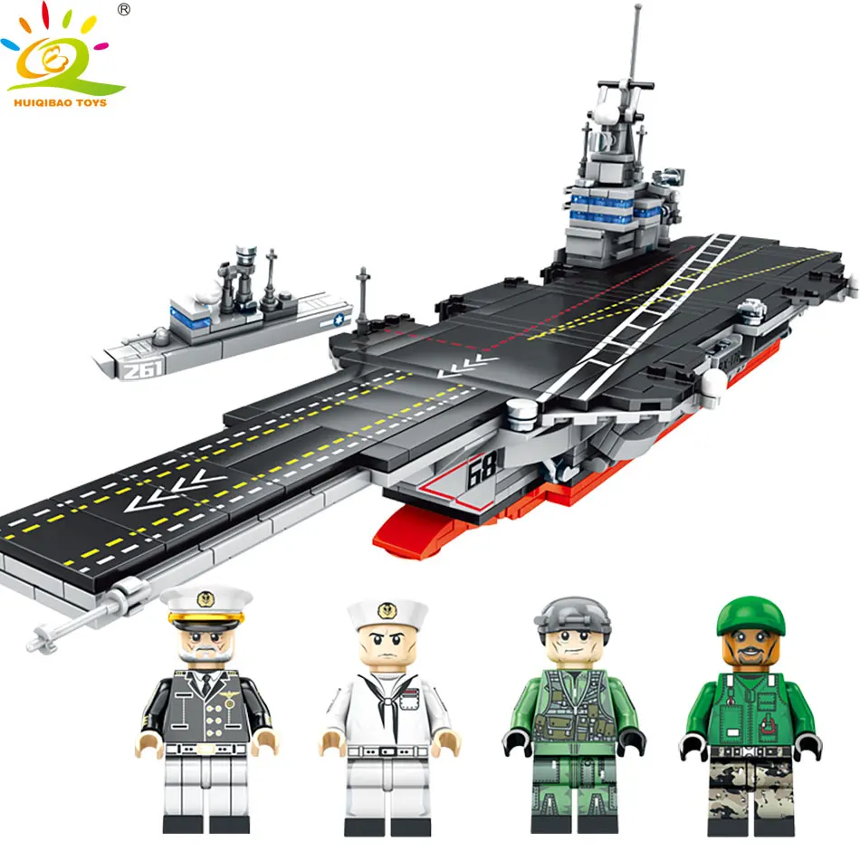 

716pcs Military warship with Weapon Figures Building Blocks Compatible Boat Soldiers Educational Toy for Children
