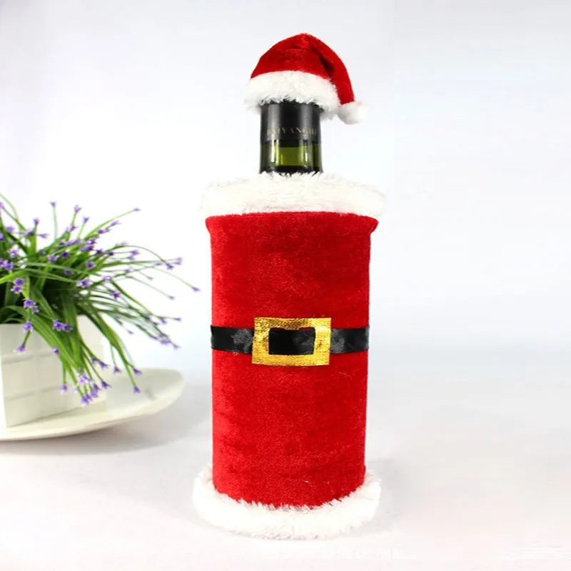1 комплект отличного рождественского Санта Клауса одежда крышка бутылки вина прекрасный Декор Новогоднее украшение